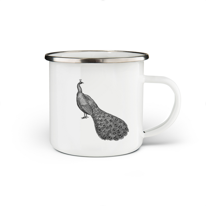 Peacock Enamel Mug